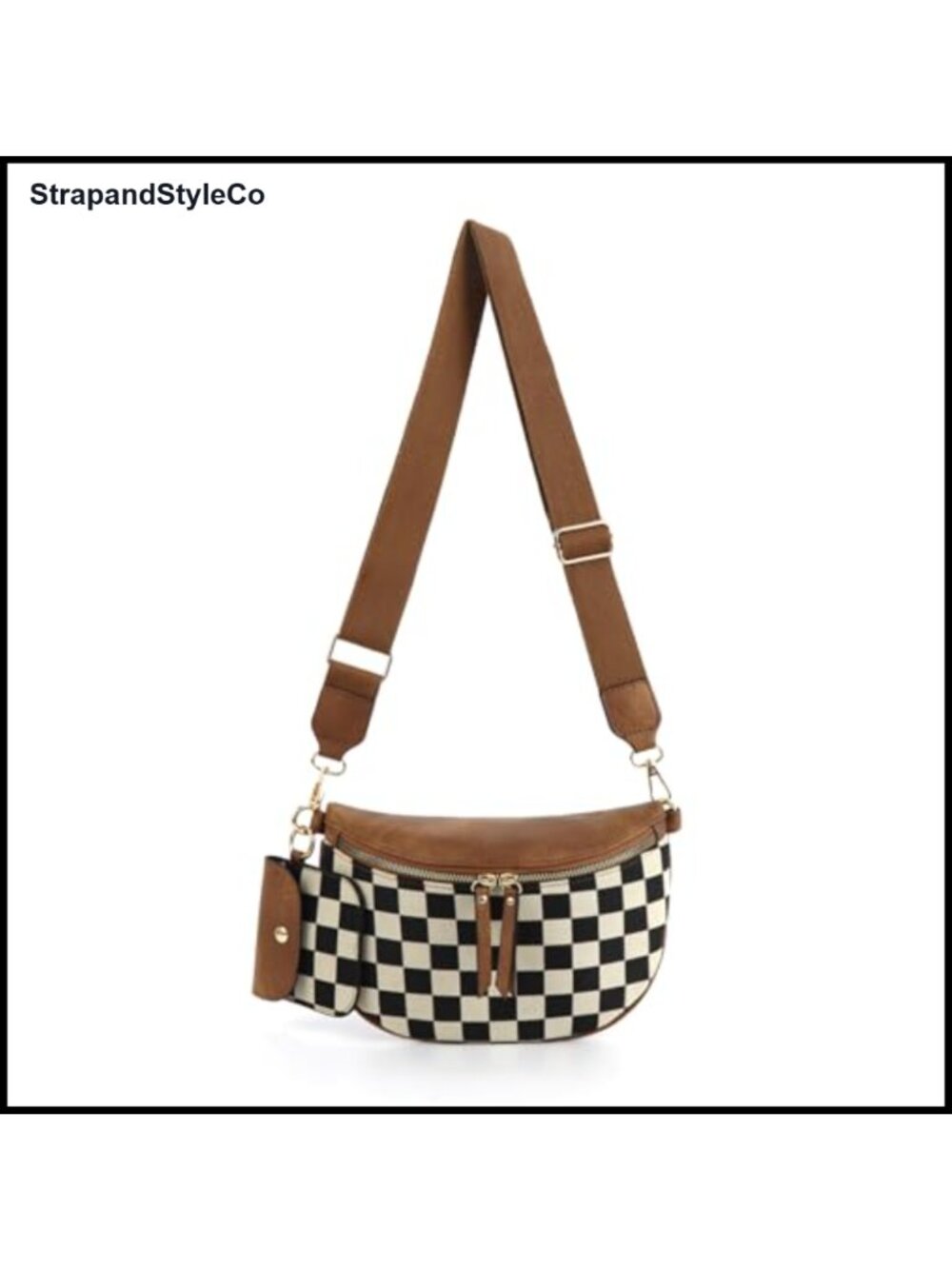 Nylon Checkered Crossbody Bag Plaid Waist Pack Fanny Pack Adjustable Strap